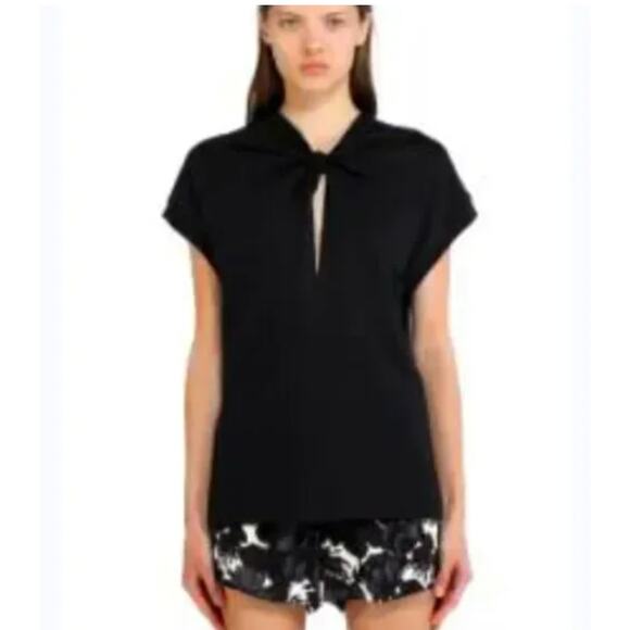 A.L.C. TWIST-FRONT JAZZY BLACK SILK TOP sz 0/XS - Picture 1 of 6